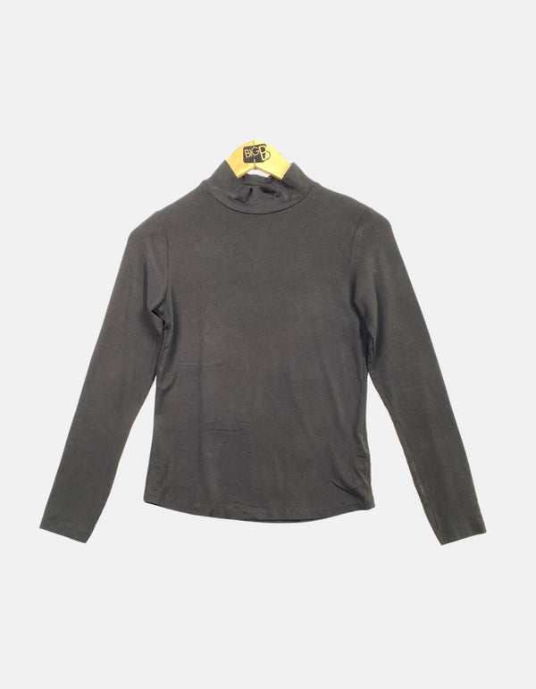 Black Long-Sleeve Mock Neck Top